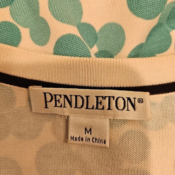 Pendleton Womens M Silk blend Polka Dot Cardigan Seafoam & Black preppy feminine - Picture 8 of 10